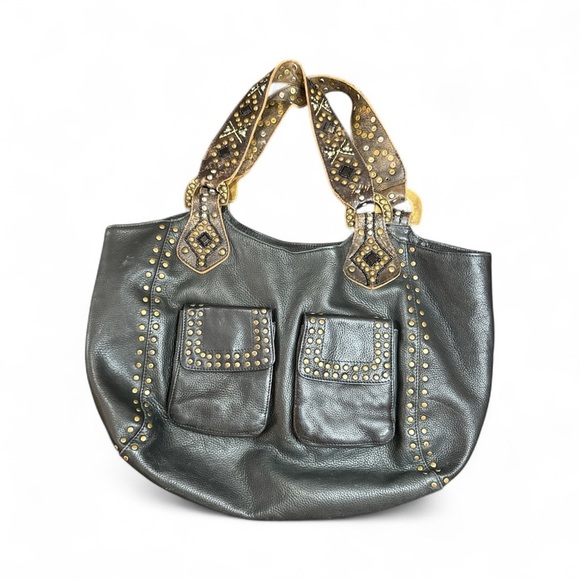 Betsy Johnson Black Leather Tote Bag